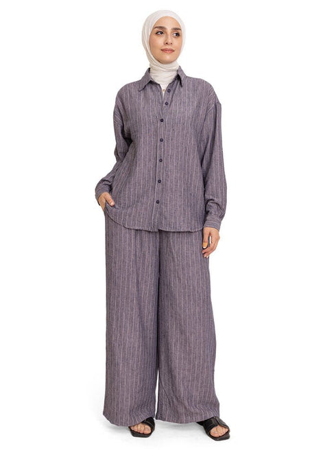 Indigo Striped linen Suit - Khotwh